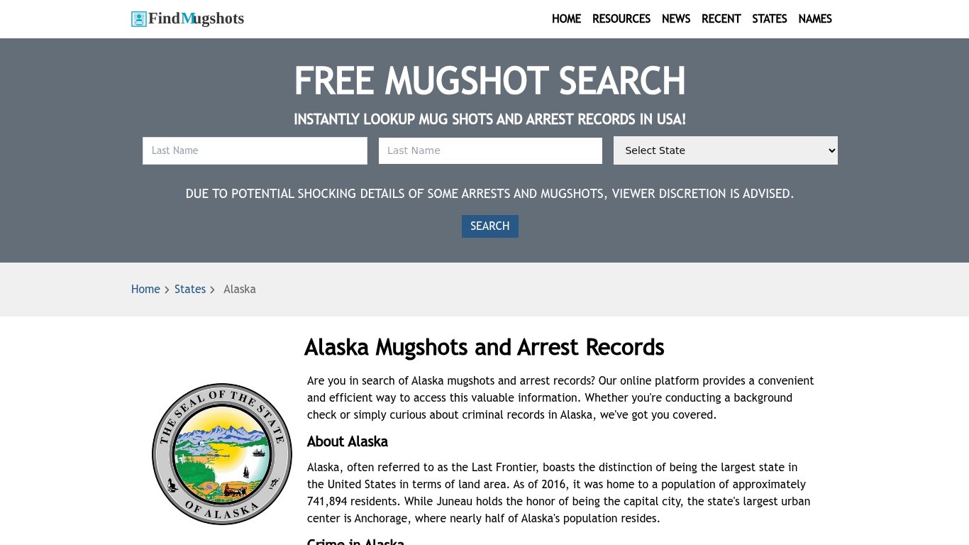 Find Alaska Mugshots - Find Mugshots